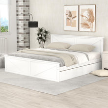 Load image into Gallery viewer, iRerts King Platform Bed Frame with 4 Storage Drawers, Wood King Bed Frame with Headboard, Slats Support and Support Legs, Modern Bed Frame King Size for Bedroom, No Box Spring Needed, White