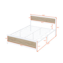 Load image into Gallery viewer, iRerts Queen Bed Frame, Industrial Metal Queen Platform Bed Frame, Queen Size Bed Frames with Headboard, Footboard, Slat Support, Bed Frame Queen Size for Bedroom, No Box Spring Needed, White