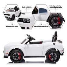 Load image into Gallery viewer, DG03 iRerts White 12V Dodge Challenger Powered Ride On Police Cars with Remote Control, USB, AUX, MP3, FM Function, LED Headlight