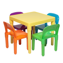 Load image into Gallery viewer, iRerts Kids Table and Chair Set, Plastic Toddler Table and Chair Set 3-8 Years, Lightweight Kid Table Set with 4 Chairs for Boys Girls, Childrens Kid Table and 4 Chairs Set for School, Home, Play Room