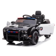 Load image into Gallery viewer, iRerts DG03 White 12V Dodge Challenger Powered Ride On Police Cars with Remote Control, USB, AUX, MP3, FM Function, LED Headlight