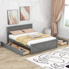 Load image into Gallery viewer, iRerts Queen Bed Frame with Headboard, Solid Wood Queen Platform Bed Frame with Storage Drawers, Slats Support and Support Legs, Modern Queen Size Bed Frame No Box Spring Needed for Bedroom, Gray