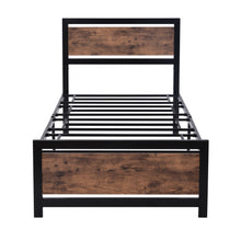 Load image into Gallery viewer, iRerts Twin Bed Frame, Industrial Metal Twin Platform Bed Frame, Twin Size Bed Frames with Headboard, Footboard, Slat Support, Bed Frame Twin Size for Bedroom, No Box Spring Needed, Black