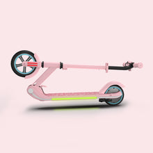Load image into Gallery viewer, iRerts Electric Scooter for Kids Boys Girls, Folding Kids Scooter with Adjustable Height, LED Display, Rear Brake, 7" Wheel, Colorful Deck Light, Lightweight Kids Electric Scooters for 8-14 Ages, Pink