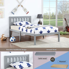 Load image into Gallery viewer, iRerts Wood Twin Bed Frame, Modern Twin Platform Bed Frame with Headboard, Wood Support Slats, Twin Size Bed Frame No Box Spring Needed, Bed Frame Twin Size for Kids Teens Adults Bedroom, Gray