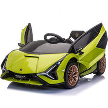 Load image into Gallery viewer, iRerts Black 12V Lamborghini SIAN Battery Powered Ride on Sports Cars for Kids Boys Girls Birthday Gifts, Ride on Toys with Remote Control, LED Headlights, Horn, Hydraulic Doors
