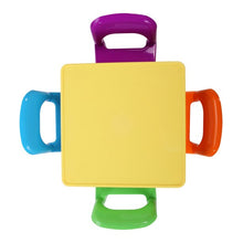 Load image into Gallery viewer, iRerts 5 Piece Kids Table and Chair Set for Ages 3-8, Kids Activity Table Set with Square Table and 4 Chairs, Lightweight Plastic Table and Chairs for Bedroom Playrooms, Multi-color Kids Furniture