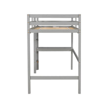 Load image into Gallery viewer, iRerts Wooden Loft Bed with Desk, Twin Loft Bed Frame for Kids Boys Girls, Twin Loft Bed with Ladder and Guardrail, Modern Loft Bed Frame Twin for Bedroom Dormitory, No Box Spring Needed, Grey