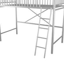Load image into Gallery viewer, iRerts Twin Size Loft Bed, Metal Loft Bed Twin for Kids Teens Adults, Twin Loft Bed with Ladder and Full-Length Guardrail, Twin Metal Loft Bed for Bedroom Dorm Guest Room, No Box Spring Needed, Silver