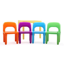 Load image into Gallery viewer, iRerts 5 Piece Kids Table and Chair Set for Ages 3-8, Kids Activity Table Set with Square Table and 4 Chairs, Lightweight Plastic Table and Chairs for Bedroom Playrooms, Multi-color Kids Furniture