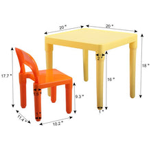 Load image into Gallery viewer, iRerts 5 Piece Kids Table and Chair Set for Ages 3-8, Kids Activity Table Set with Square Table and 4 Chairs, Lightweight Plastic Table and Chairs for Bedroom Playrooms, Multi-color Kids Furniture