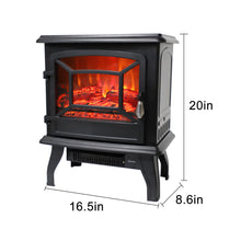 Load image into Gallery viewer, iRerts Electric Fireplace Heater, 17" 1400W Small Electric Fireplace with Adjustable Temperature, 2 Heating Modes, Overheat Protection, Indoor Electric Fireplace Stove for Living Room Bedroom, Black