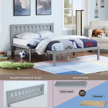 Load image into Gallery viewer, iRerts Wood Full Bed Frame, Modern Full Platform Bed Frame with Headboard, Wood Support Slats, Full Size Bed Frame No Box Spring Needed, Bed Frame Full Size for Kids Teens Adults Bedroom, Gray