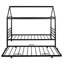 Load image into Gallery viewer, iRerts Twin Size House Bed Frame with Trundle, Twin Metal Platform Bed Frame for Kids Boys Girls, House Platform Bed frame Twin with Metal Slats, Kids Twin Bed Frame No Box Spring Needed, Black