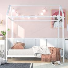 Load image into Gallery viewer, iRerts Twin Bed Frame for Girls Boys, Metal Toddler Twin House Bed Frame, Kids Bed Frame for Boys Girls, House Bed Frame Twin Size with Metal Slats, Floor Bed for Kids No Box Spring Needed, White