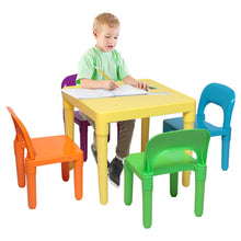 Load image into Gallery viewer, iRerts Kids Table and Chair Set, Plastic Toddler Table and Chair Set 3-8 Years, Lightweight Kid Table Set with 4 Chairs for Boys Girls, Childrens Kid Table and 4 Chairs Set for School, Home, Play Room