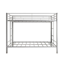 Load image into Gallery viewer, iRerts Twin Bunk Bed for Kids Teens Adults, Metal Twin Over Twin Bunk Bed with Slats Support, Heavy Duty Bunk Bed Twin Over Twin for Bedroom Dorm, No Box Spring Needed, Silver