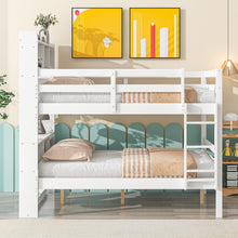 Load image into Gallery viewer, iRerts Wood Full Bunk Bed, Full Over Full Bunk Beds with Bookcase Headboard, Can Be Converted into 2 Beds, Bunk Bed Full Over Full for Kids Teens Bedroom, No Box Spring Required, White