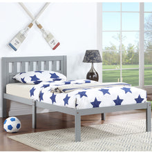 Load image into Gallery viewer, iRerts Wood Twin Bed Frame, Modern Twin Platform Bed Frame with Headboard, Wood Support Slats, Twin Size Bed Frame No Box Spring Needed, Bed Frame Twin Size for Kids Teens Adults Bedroom, Gray