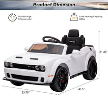 Load image into Gallery viewer, DG03 iRerts White 12V Dodge Challenger Powered Ride On Police Cars with Remote Control, USB, AUX, MP3, FM Function, LED Headlight