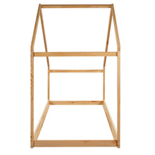 Load image into Gallery viewer, iRerts Twin House Bed with Roof, Wood Kids Twin Bed Frame House Bed, Toddler House Bed Frame for Boys Girls, Twin Floor Bed Frame for Kids Bedroom Living Room, Natural