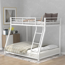 Load image into Gallery viewer, iRerts Twin Over Full Bunk Bed for Kids Teens Adults, Metal Twin Over Full Bunk Bed with Slats Support, Heavy Duty Low Floor Bunk Bed Twin Over Full for Bedroom Dorm, No Box Spring Needed, White