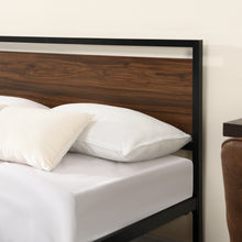 Load image into Gallery viewer, iRerts Queen Platform Bed Frame with Headboard, Industrial Metal Queen Bed Frame with Slat Support, Modern Bed Frame Queen Size for Adults Teens Kids Bedroom, No Box Spring Needed, Brown