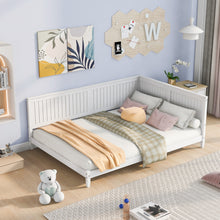 Load image into Gallery viewer, iRerts Full Daybed Frame, Modern Full Daybed Wood Full Bed Frame with Headboard and Sideboard, Full Sofa Bed Frame with Slat Support, Daybed Frame Full Size for Kids Room Bedroom Living Room, White