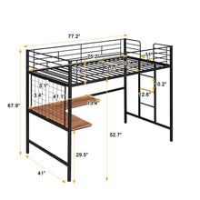 Load image into Gallery viewer, iRerts Twin Loft Bed Frame, Modern Twin Metal Loft Bed with Desk and Metal Grid, Twin Loft Bed with Ladder and Guardrail, No Box Spring Needed, Twin Size Loft Bed for Bedroom Apartment, Black