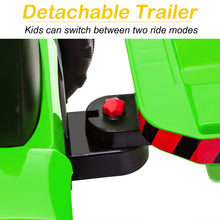 Load image into Gallery viewer, iRerts Green 12 V Powered Ride on Tractor Car with Trailer & Remote Control, LED Lights, USB Port, MP3 Player