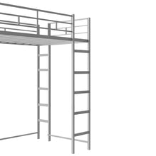 Load image into Gallery viewer, iRerts Twin Loft Bed, Twin Metal Loft Bed with 2 Shelves and 1 Desk, Twin Size Loft Bed with Safety Guardrail, Modern Twin Loft Bed Frame for Dorm Bedroom Guest Room, No Box Spring Needed, Silver