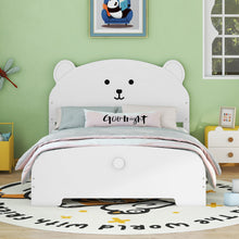 Load image into Gallery viewer, iRerts Full Bed Frame for Kids Boys Girls, Wood Full Platform Bed Frame with Bear-shaped Headboard and Footboard, Bed Frame Full Size with Slats Support, No Box Spring Needed, White