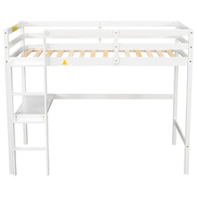 Load image into Gallery viewer, iRerts Wooden Loft Bed with Desk, Twin Loft Bed Frame for Kids Boys Girls, Twin Loft Bed with Ladder and Guardrail, Modern Loft Bed Frame Twin for Bedroom Dormitory, No Box Spring Needed, White