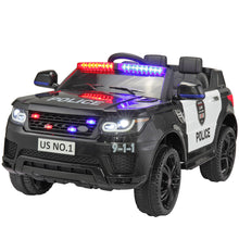 Load image into Gallery viewer, 12V Ride on Police Cars with Remote Control, iRerts Battery Powered Electric Vehicles for Kids Boys Girls Gifts, Kids Ride on Toys with Siren and Music, Kids Electric Cars for 3-5 Years Old, Black