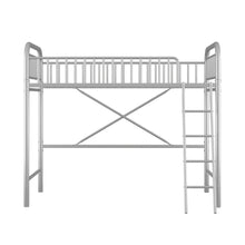 Load image into Gallery viewer, iRerts Twin Size Loft Bed, Metal Loft Bed Twin for Kids Teens Adults, Twin Loft Bed with Ladder and Full-Length Guardrail, Twin Metal Loft Bed for Bedroom Dorm Guest Room, No Box Spring Needed, Silver