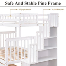 Load image into Gallery viewer, iRerts Bunk Beds Twin Over Full, Wood Bunk Bed for Kids Teens Adults, Twin Over Full Bunk Bed with 2 Drawers and Staircases, Convertible into 2 Beds, Modern Bunk Beds for Bedroom Dorm, White