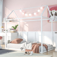 Load image into Gallery viewer, iRerts Twin Bed Frame for Girls Boys, Metal Toddler Twin House Bed Frame, Kids Bed Frame for Boys Girls, House Bed Frame Twin Size with Metal Slats, Floor Bed for Kids No Box Spring Needed, White