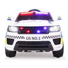 Load image into Gallery viewer, 12V Ride on Police Cars with Remote Control, iRerts Battery Powered Electric Vehicles for Kids Boys Girls Gifts, Kids Ride on Toys with Siren and Music, Kids Electric Cars for 3-5 Years Old, White
