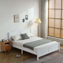 Load image into Gallery viewer, Queen Platform Bed Frame with Headboard, iRerts Wood Queen Bed Frame with Slat Support, No Box Spring Needed, Modern Queen Size Bed Frames for Adults Teens Kids Bedroom, White