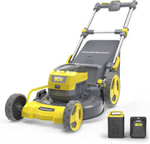 Load image into Gallery viewer, PowerSmart Push Lawn Mower, 80V 21 Inch Cordless Lawn Mower with Bag, 5 Adjustable Heights, 3-in-1 Electric Lawn Mower Battery Powered, Folding Lawn Mower for Backyard Garden Park Lawn, Bright Yellow