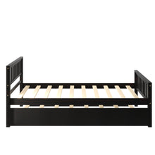Load image into Gallery viewer, iRerts Espresso Wood Platform Bed Frame with Trundle, Kids Daybed with Headboard and Footboard for Boys Girls Sleepovers