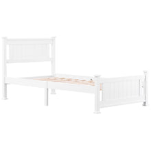 Load image into Gallery viewer, Twin Bed Frame with Headboard, iRerts White Twin Size Platform Bed Frame w/ Slats, Modern Twin Size Bed Frame for Kids Adults, Wood Platform Twin Bed Frame for Bedroom, No Box Spring Needed, R5003
