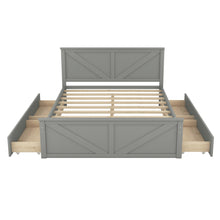 Load image into Gallery viewer, iRerts Queen Platform Bed Frame with 4 Storage Drawers, Wood Queen Bed Frame with Headboard, Slats Support and Support Legs, Modern Bed Frame Queen Size for Bedroom, No Box Spring Needed, Gray