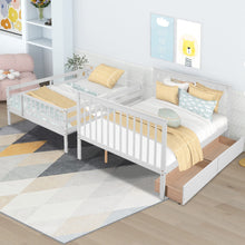 Load image into Gallery viewer, iRerts Full Over Full Bunk Bed, Wood Bunk Beds Full over Full with 2 Drawers and Staircases, Convertible into 2 Beds, Bunk Beds for Kids Teens Adults, Bunk Bed for Bedroom, No Box Spring Needed, White