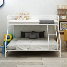 Load image into Gallery viewer, iRerts Metal Bunk Bed Twin Over Full, Heavy Duty Twin Bunk Beds for Kids Teens Adults, Twin Over Full Bunk Bed with Slats Support, No Box Spring Needed, Bunk Bed for Bedroom Dorm, White