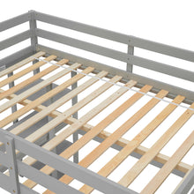 Load image into Gallery viewer, iRerts Full Loft Bed Frame for Kids Teens, Modern Full Wood Loft Bed with Desk and Shelves, Kids Full Loft Bed with Ladder, Guardrail, No Box Spring Needed, Full Size Loft Bed for Bedroom, Gray