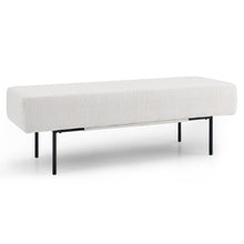 Load image into Gallery viewer, iRerts Bench Seat, 47.5" Fabric Upholstered Bench Ottoman Bench, Couch Long Bench Ottoman with Steel Legs, Modern Entryway Bench Bed Bench for Entryway Dining Room Living Room Bedroom, White