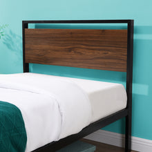 Load image into Gallery viewer, iRerts Twin Platform Bed Frame with Headboard, Industrial Metal Twin Bed Frame with Slat Support, Modern Bed Frame Twin Size for Adults Teens Kids Bedroom, No Box Spring Needed, Brown