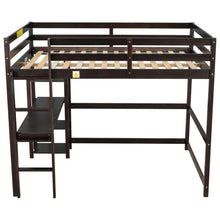 Load image into Gallery viewer, iRerts Wooden Loft Bed with Desk and Shelves, Full Loft Bed Frame for Kids Teens Adults, Full Loft Bed with Ladder, Guardrail, Loft Bed Frame Full for Bedroom Dormitory, No Box Spring Needed, Espresso