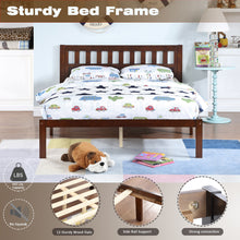 Load image into Gallery viewer, iRerts Wood Full Bed Frame, Modern Full Platform Bed Frame with Headboard, Wood Support Slats, Full Size Bed Frame No Box Spring Needed, Bed Frame Full Size for Kids Teens Adults Bedroom, Dark Walnut